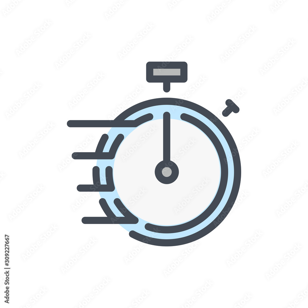 Poster fast time stopwatch color line icon. speed timer vector outline colorful sign.