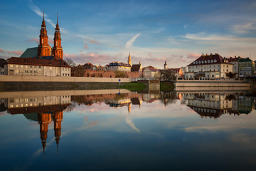 Obraz premium Opole city Silesia Poland with night and day photography, Nocą miasto śląsk.