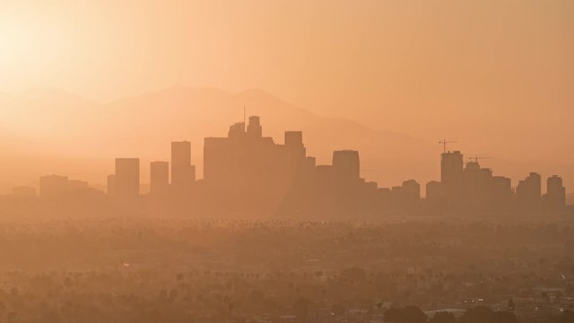 4K Timelapse Sequence of Los Angeles, USA - The Skyline at Sunrise