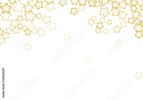 白色と金色和風桜和柄模様背景素材 Wall Mural Wallpaper Murals Rrice