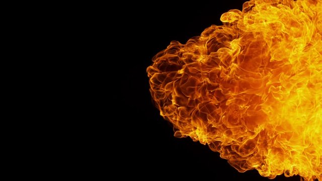Fire explosion shooting with high speed camera at 1000fps, Isolated on black background.