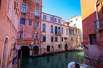 Cityscape of Venice Italy with old Colorful Buildings