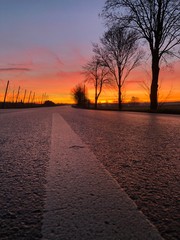 sunset on road