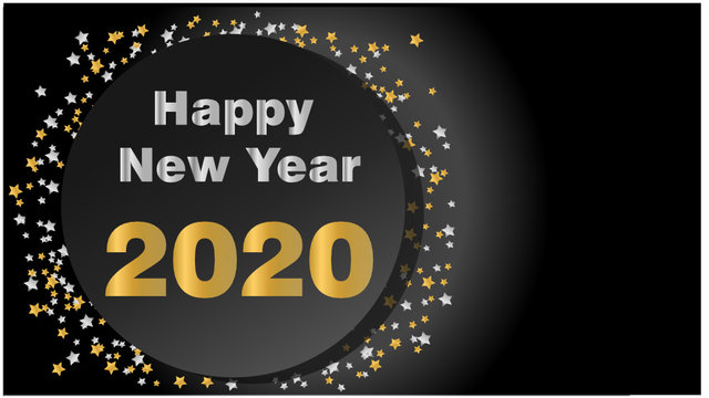 vector background with golden and silver  stars. New Year 2020