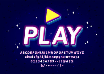 Neon led glow letters Modern 3d Game logotype with numbers and symbols