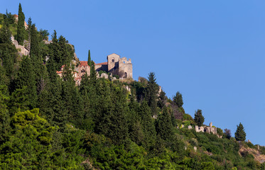 Outdoors museum Mystras. The medieval city in Greece, near town Sparta.