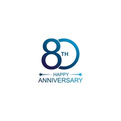 80th anniversary vector template. Design for celebration, greeting cards or print.
