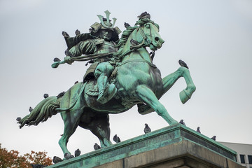 statue of samurai Kusunoki Masashige at Kokyo-Gaien, Imperial Gardens, Tokyo
