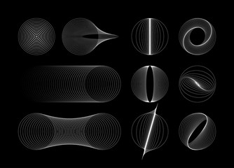 Set of vector abstract round shapes. Collection of geometric shapes for business concept design animation web interfaces - 309236074