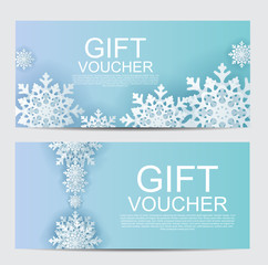 Naklejka na ściany i meble Winter, Christmas, New Year Gift Voucher Template Vector Illustration