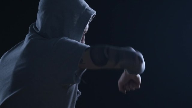 shadow fight training of boxer