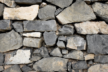 Wall built with stone and cement mortar or lime