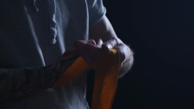 shadow fight training of boxer