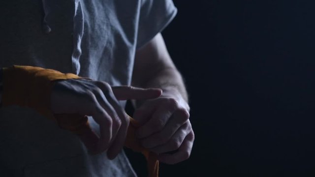 shadow fight training of boxer