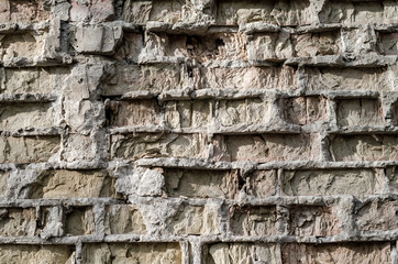texture pattern of old ruined brick wall