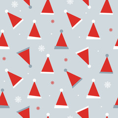 Abstract Seamless Pattern Background with Winter Christmas Hat. Vactor Illustration