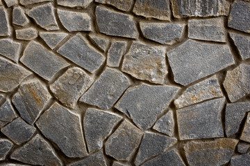 Wall built with stone and cement mortar or lime