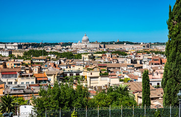 Fototapeta na wymiar Rome, Italy: Panoramic Scenic View of the City from the Terrace of Pincio in Villa Borghese