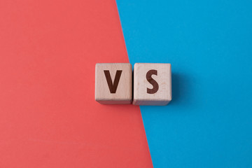 Versus sign written with wooden blocks