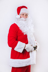 portrait of Santa Claus standing on white background