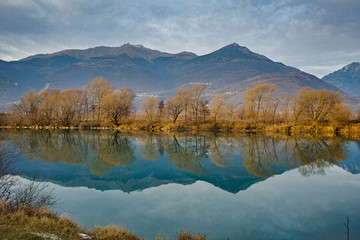 Landscape on the Wayfarer's Path .Is a footpath in Lombardy. It goes along the eastern side of Lake Como Italy