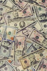 The texture of all US banknotes of five, ten, twenty, fifty and one hundred. 2019