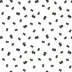 Money currency sign dollar us America USA seamless pattern simple style finance business banking cash line up in colors, green decorated wallpaper background for website, wrapping paper, textile.