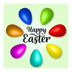 Colorful eggs in beautiful style. Eggs on light background. Graphic vector design. Beautiful illustration. Party event decoration. Spring decoration. Seasonal holiday. Colorful background vector.