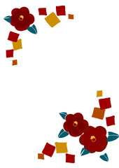 椿をモチーフにした和柄の背景素材