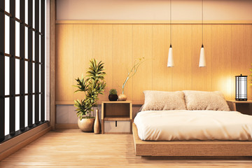 Interior Luxury modern Japanese style bedroom mock up, Designing the most beautiful. 3D rendering