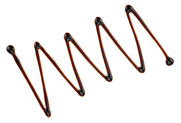 Liquid chocolate isolated on white background, top view.