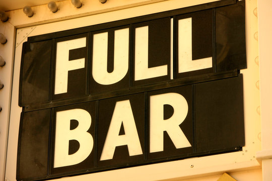 Vintage Full Bar illuminated black and white sign