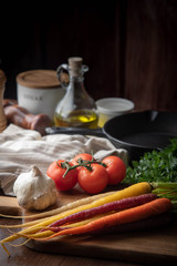 rustic colorful vegetable image with carrot and tomato