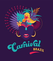 Brazilian Carnival, music festival, masquerade flyer template