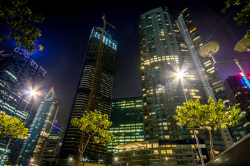 Business center of Singapore at night