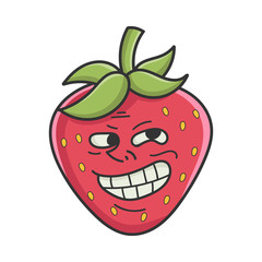 Trolling meme strawberry fruit icon cartoon isolated on white