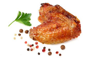Grilled chicken wings isolated on white background