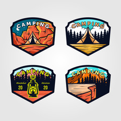 Naklejka premium set of vintage camping logo outdoor adventure emblem vector illustration design