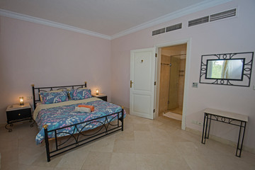 Interior design of double bedroom in house