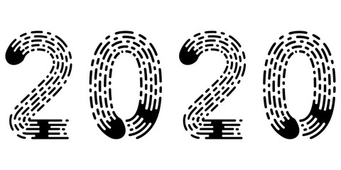 2020 lettering figure year fingerprint style font vector number 2020 new year hand drawn lettering calligraphy vintage subtle grunge