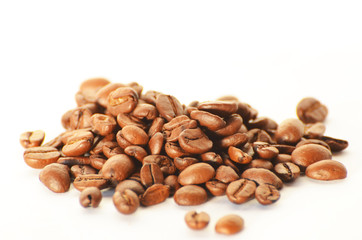 Close-up coffee beans isolated on white,photo