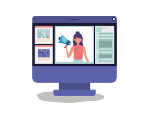 Woman protesting for human rights vector design