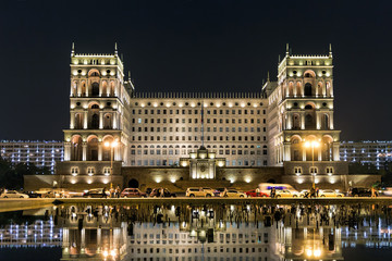 Fototapeta na wymiar The Government house on Freedom square at night. Baku. Azerbaijan