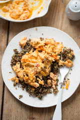Turkey in yoghurt sauce with spinach quinoa 
