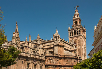 Fototapeta na wymiar Detail of the top Catedral de Sevilla, Seville, Spain.