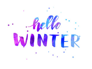 Hello winter lettering calligraphy