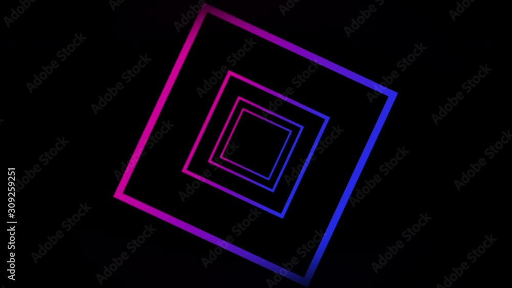 Poster abstract square shape repeated tunnel on spectrum colors, cgi motion background