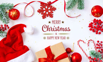 Christmas background with beautiful decor. Selective focus.