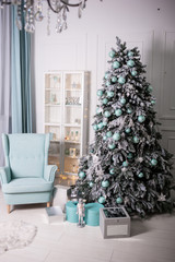 Cozy Christmas atmosphere at home and Christmas tree