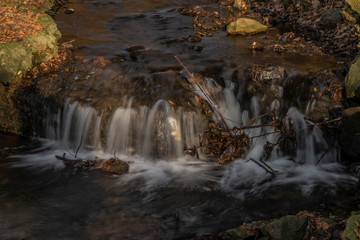 Hucivy creek in Perstejn village in winter morning